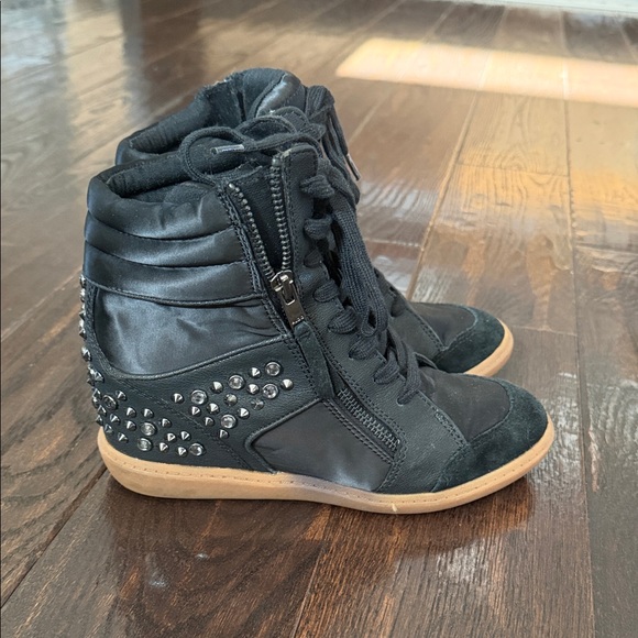 Aldo Black Wedge Sneakers with Studded Detail - Picture 3 of 4